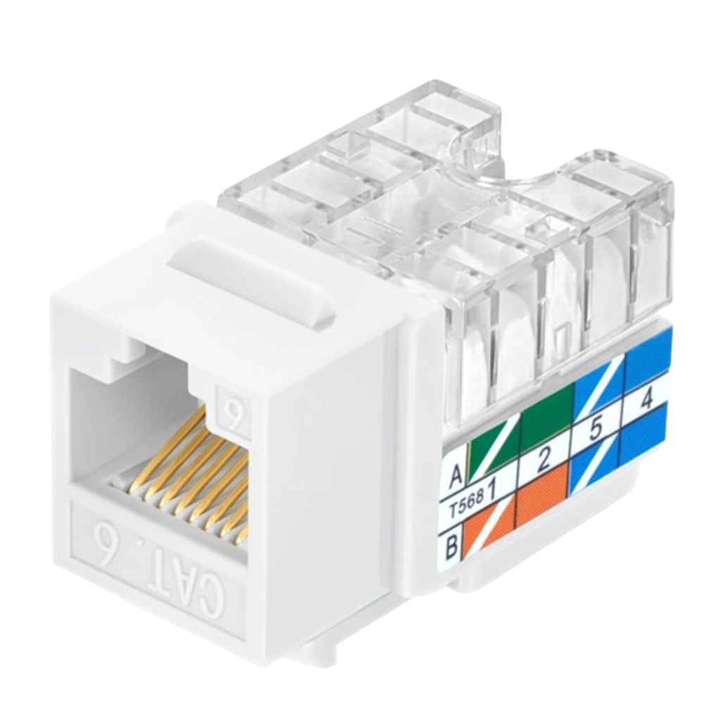 [WP-KRJ-C6WHITE] Wireplus  - Conector Keystone Jack Coupler RJ45 CAT6 (Categoria 6) (Blanco) [Unidad]