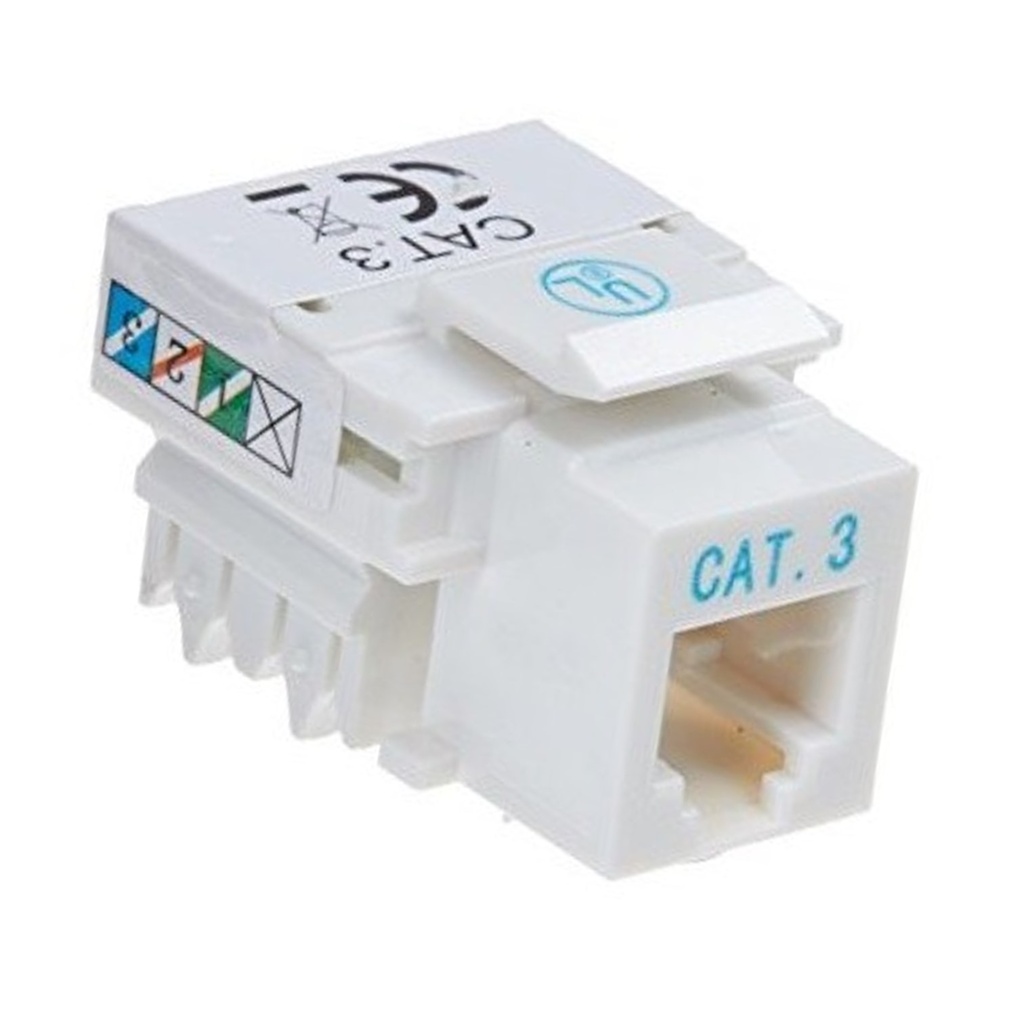 [WP-KRJ-C3TLF] Wireplus - Conector Keystone Jack Coupler Categoria 3 Blanco [Unidad]