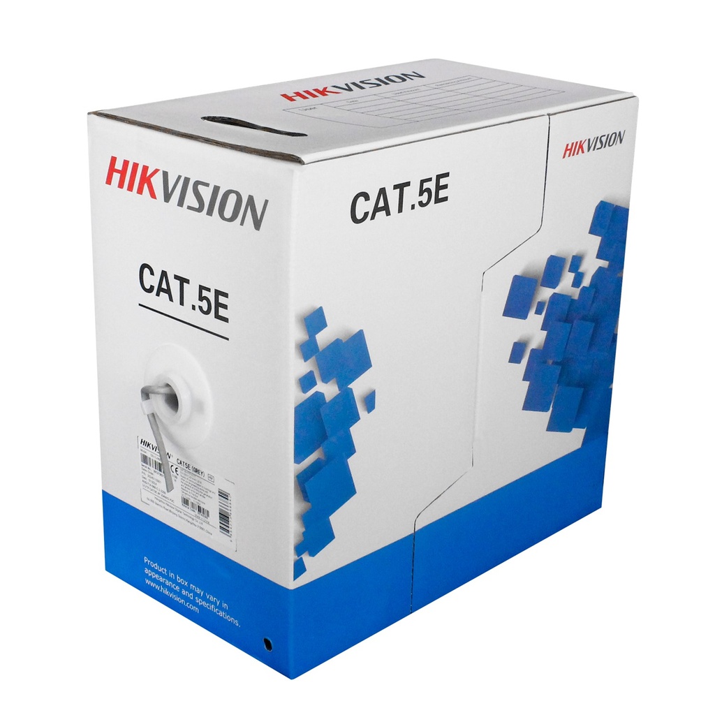 [DS-1LN5E-E/E] Hikvision - Cable UTP CAT5e (Categoria 5e) 100% Cobre 0.45mm CMX Interior (Gris) [Caja 305 Metros]