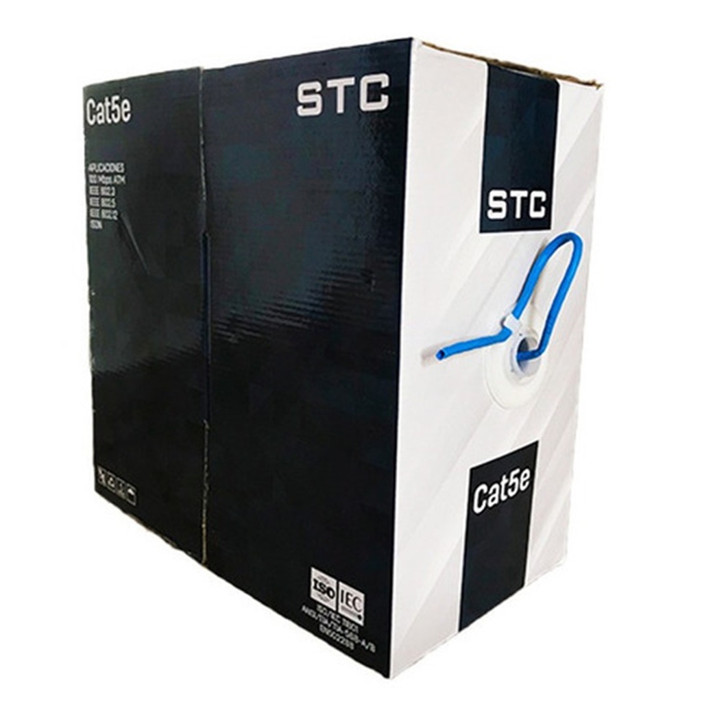 [STC-CAT5E-305B] STC- Cable UTP CAT5e (Categoria 5e) CCA Interior (Azul) [Caja 305 Metros]
