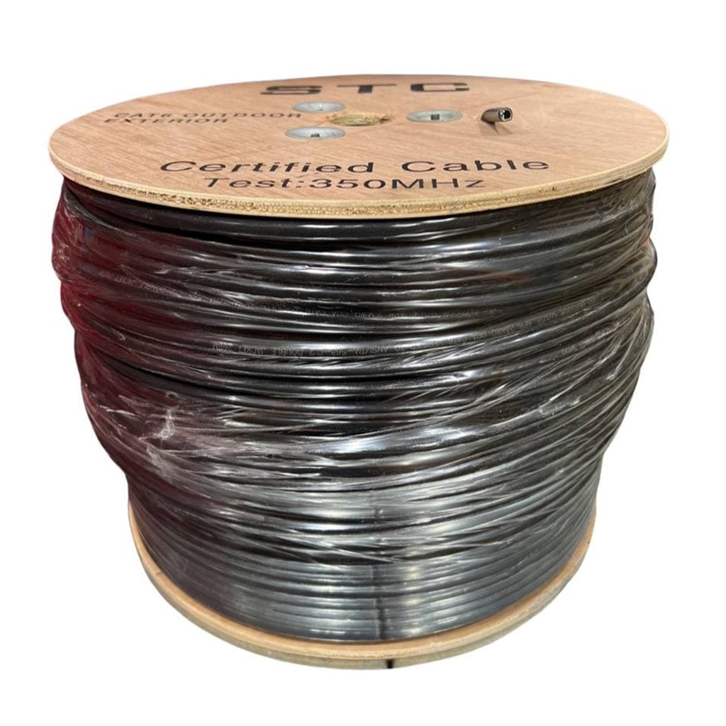 [STC-CAT6EXT-305] STC- Cable UTP CAT6 (Categoria 6) CCA Exterior (Negro) [Bobina 305 Metros]