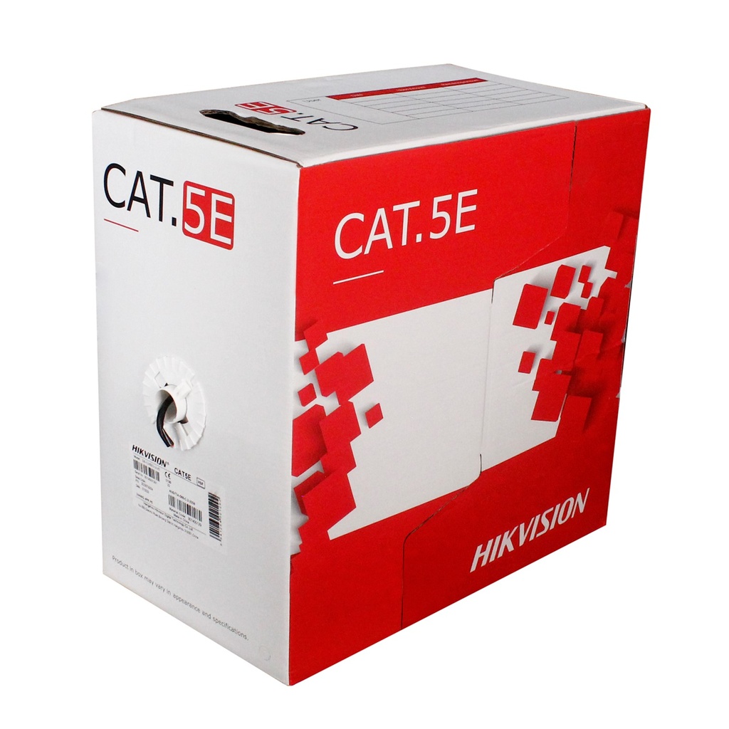[DS-1LN5EO-UU/E] Hikvision - Cable UTP CAT5e (Categoria 5e) 100% Cobre Exterior (Negro) [Caja 305 Metros]