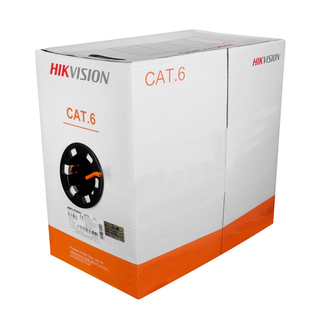[DS-1LN6-UU] Hikvision - Cable UTP CAT6 (Categoria 6) 100% Cobre (Naranja) [Caja 305 Metros]