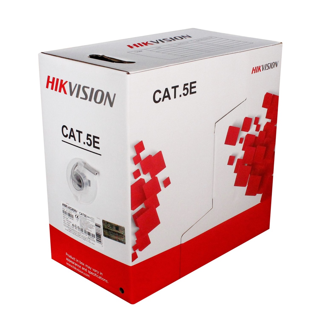 [DS-1LN5E-S] Hikvision - Cable UTP CAT5e (Categoria 5e) 100% Cobre 0.5mm CM Interior (Gris) [Caja 305 Metros]