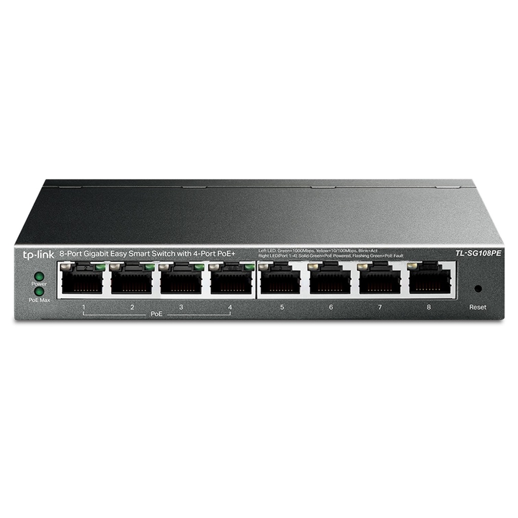 [TL-SG108PE] TP-Link - Switch de Escritorio Inteligente de 8 Puertos a Gigabit con 4 Puertos POE