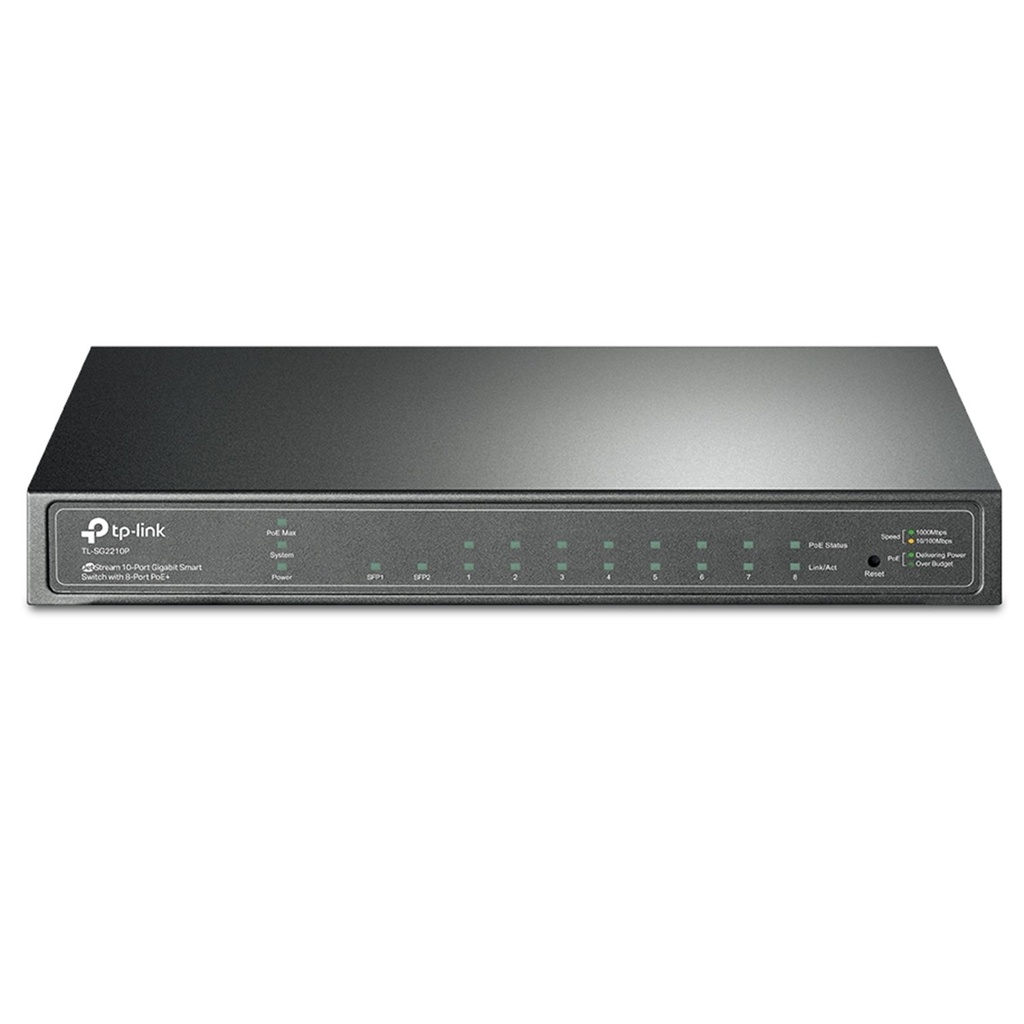 [TL-SG2210P] TP-Link - Switch de Escritorio Inteligente de 8 Puertos a Gigabit POE + 2 Puertos SFP [Omada]