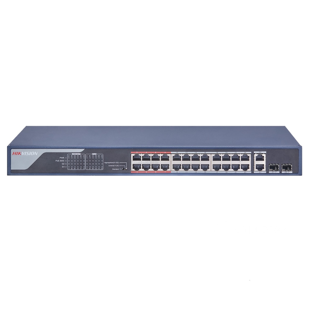 [DS-3E0326P-E] Hikvision - Switch POE 24 Puertos 10/100 Mbps + 2 Gigabit Combos