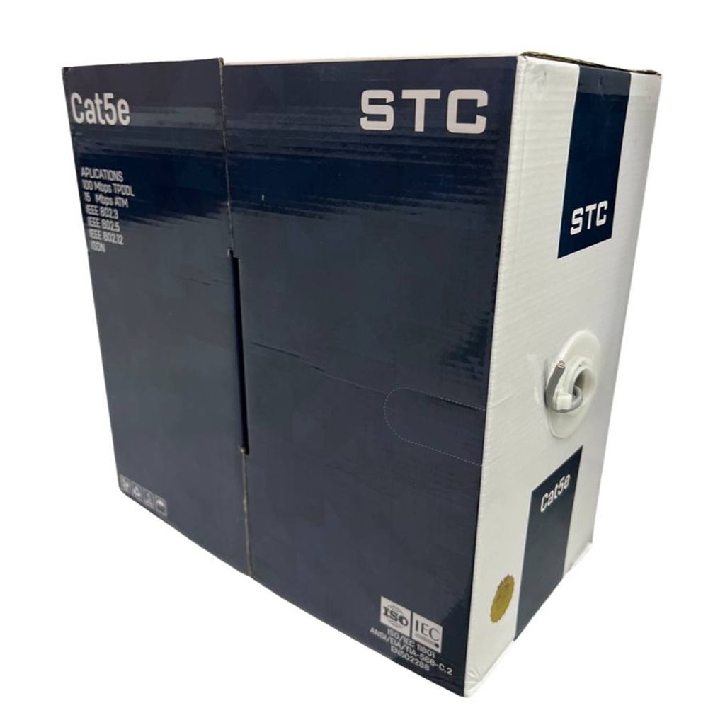 [STC-CAT5E-305G] STC- Cable UTP CAT5e (Categoria 5e) CCA Interior (Gris) [Caja 305 Metros]