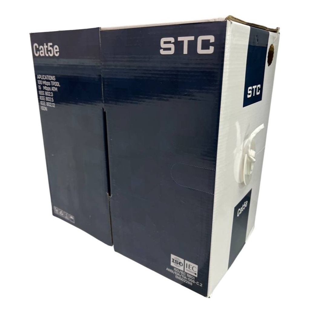 [STC-CAT5E-305W] STC- Cable UTP CAT5e (Categoria 5e) CCA Interior (Blanco) [Caja 305 Metros]