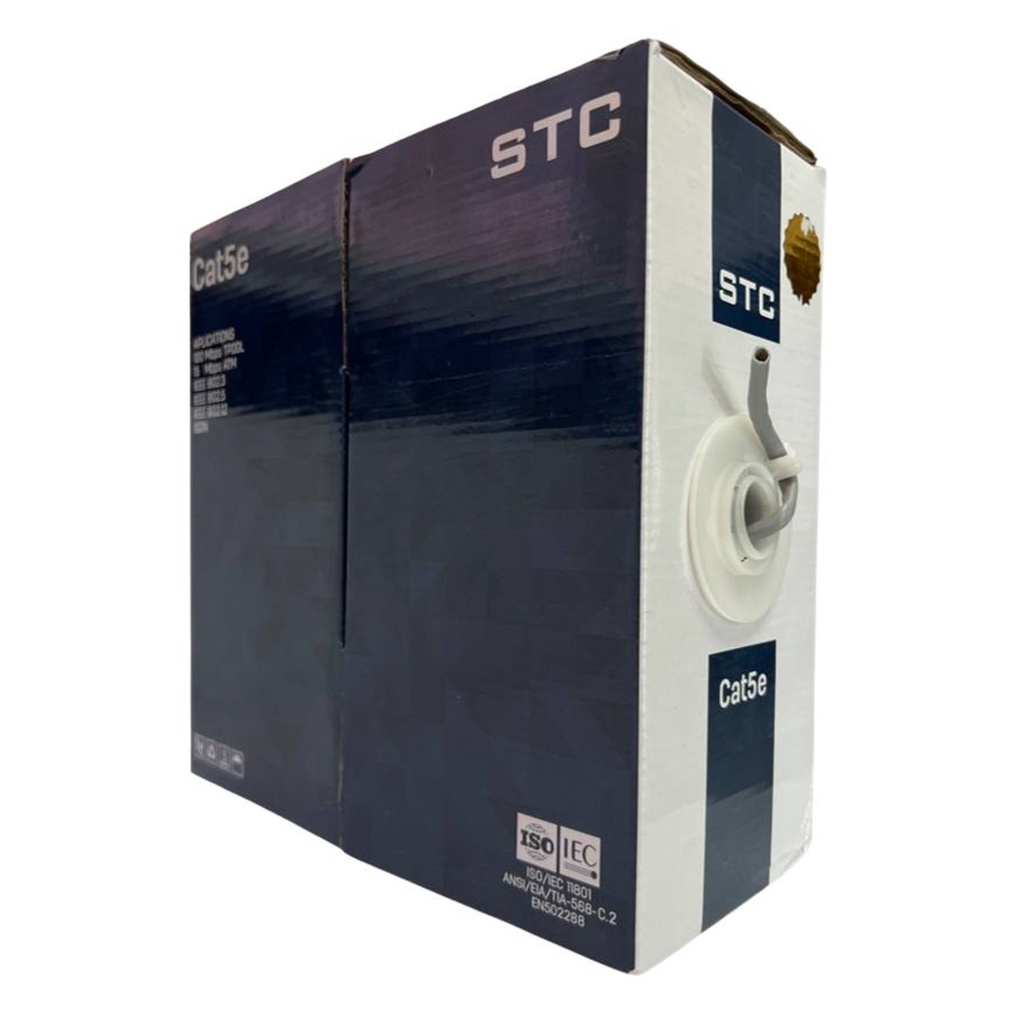 [STC-CAT5E-100G] STC- Cable UTP CAT5e (Categoria 5e) CCA Interior (Gris) [Caja 100 Metros]