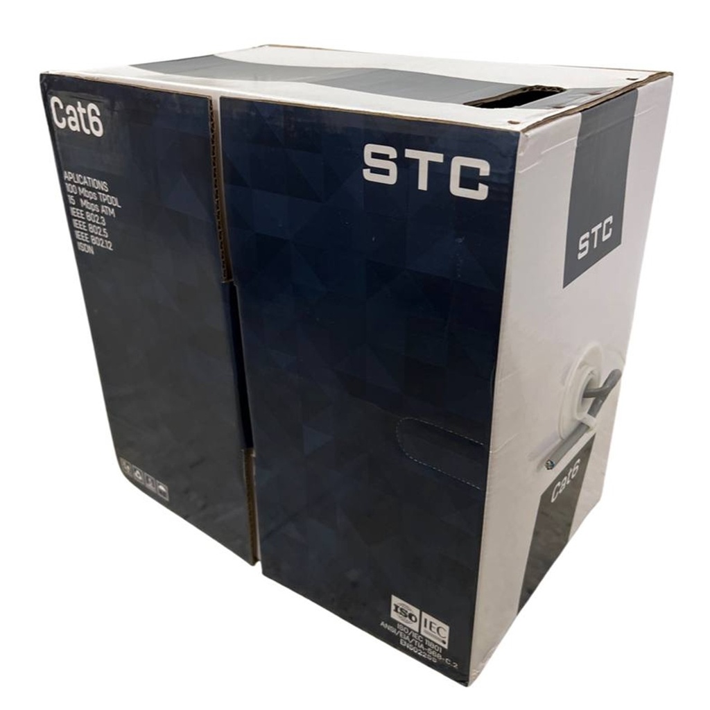 [STC-CAT6-305G] STC- Cable UTP CAT6 (Categoria 6) CCA Interior (Gris) [Caja 305 Metros]
