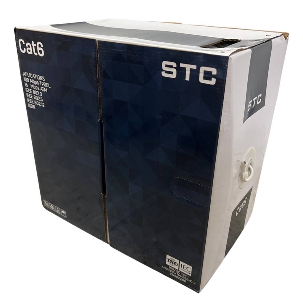 [STC-CAT6-305W] STC- Cable UTP CAT6 (Categoria 6) CCA Interior (Blanco) [Caja 305 Metros]
