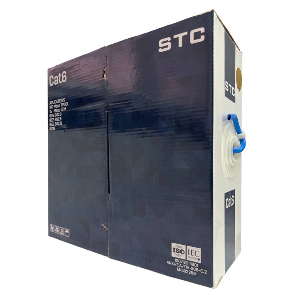[STC-CAT6-100B] STC- Cable UTP CAT6 (Categoria 6) CCA Interior (Azul) [Caja 100 Metros]
