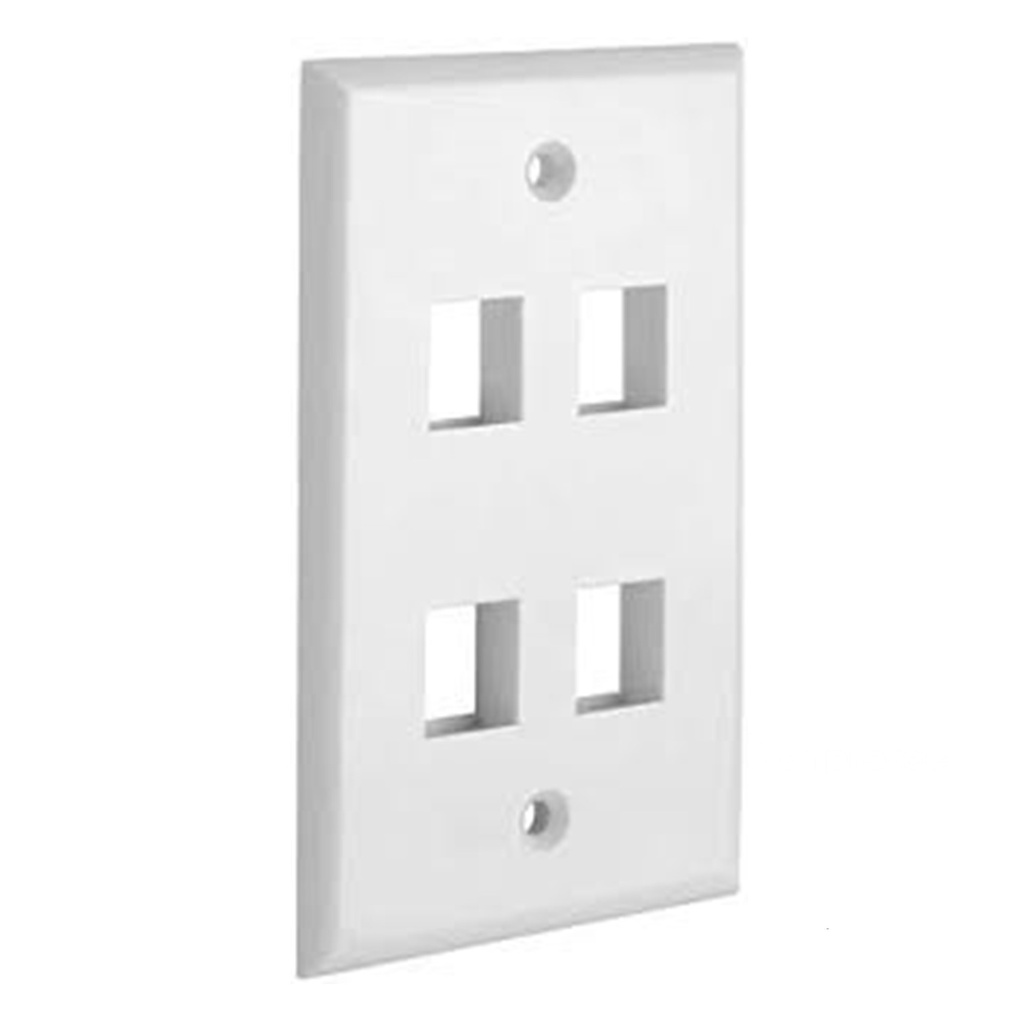 [STC-FP04] STC- Face Plate Placa Frontal de Pared para Keystone 4 Puertos Blanco [Unidad]