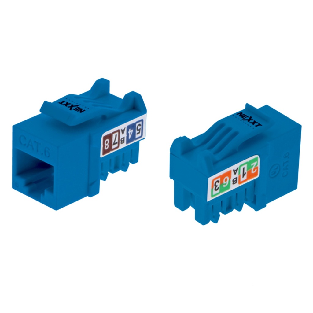 [AW121NXT22] Nexxt - Conector Jack Coupler RJ45 Tipo 110 CAT6E (Categoria 6E) (Azul) [Unidad]