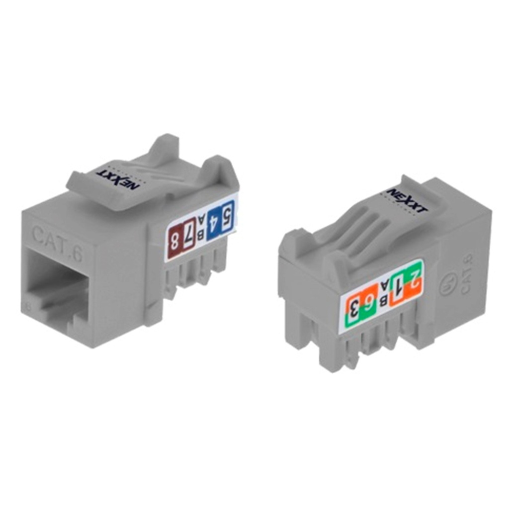 [AW120NXT21] Nexxt - Conector Jack Coupler RJ45 Tipo 110 CAT6E (Categoria 6E) (Gris) [Unidad]