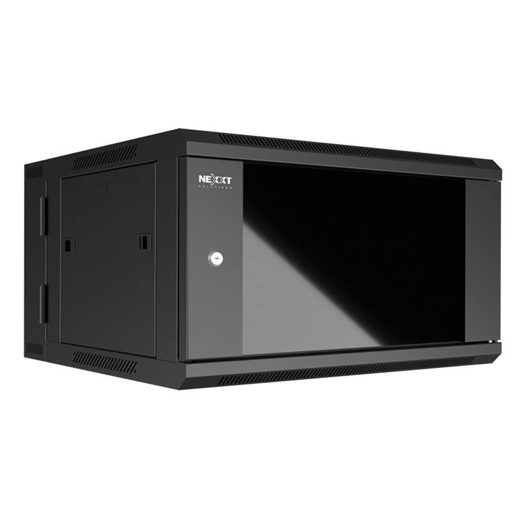 [AW222NXT01] Nexxt - Rack de Pared [6U] Cerrado Abatible con Puerta de Vidrio 600x550mm [Negro]
