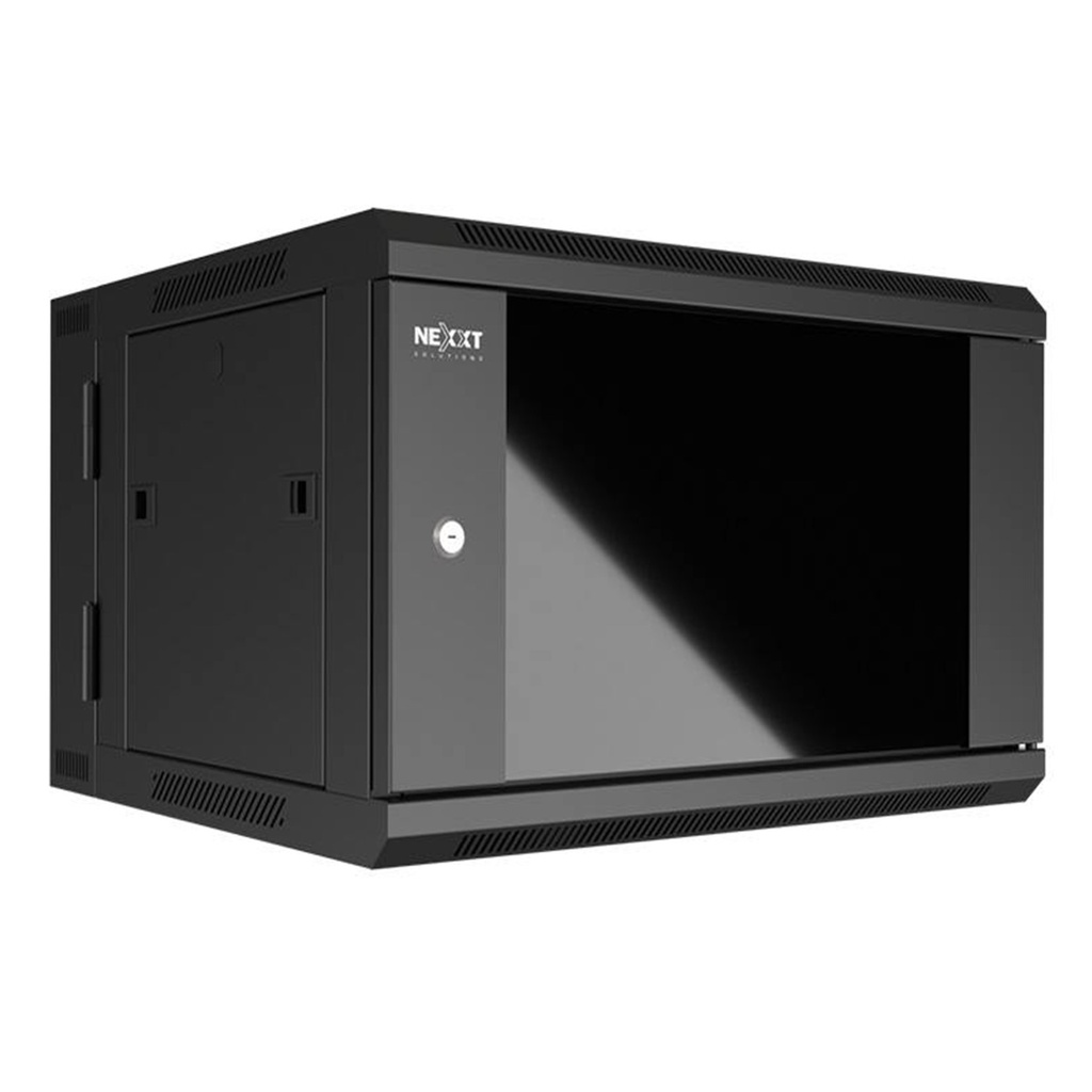 [AW222NXT02] Nexxt - Rack de Pared [9U] Cerrado Abatible con Puerta de Vidrio 600x550mm [Negro]