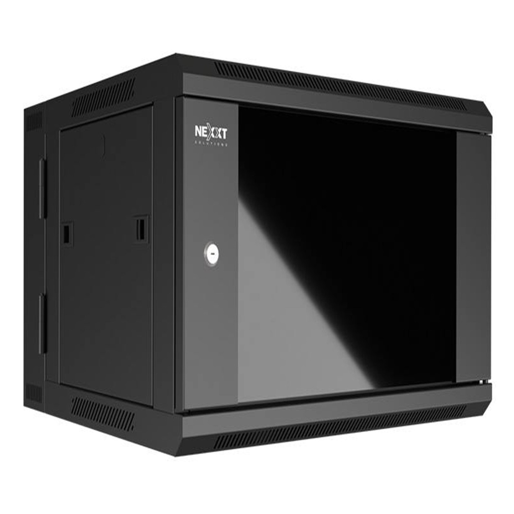 [AW222NXT03] Nexxt - Rack de Pared [12U] Cerrado Abatible con Puerta de Vidrio 600x550mm [Negro]