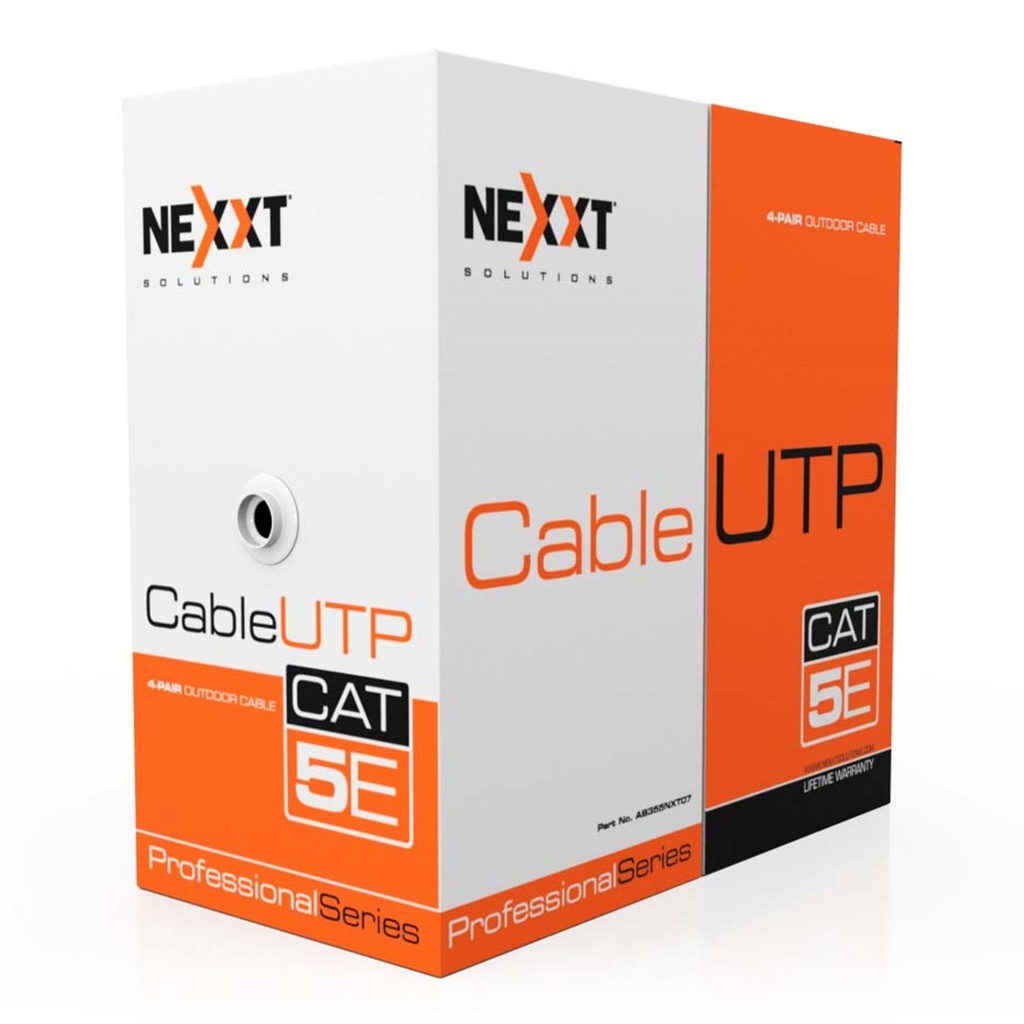 [AB355NXT07] Nexxt - Cable UTP Categoria 5E 100% Cobre 24AWG CMX Exterior Negro [305m/1000ft]