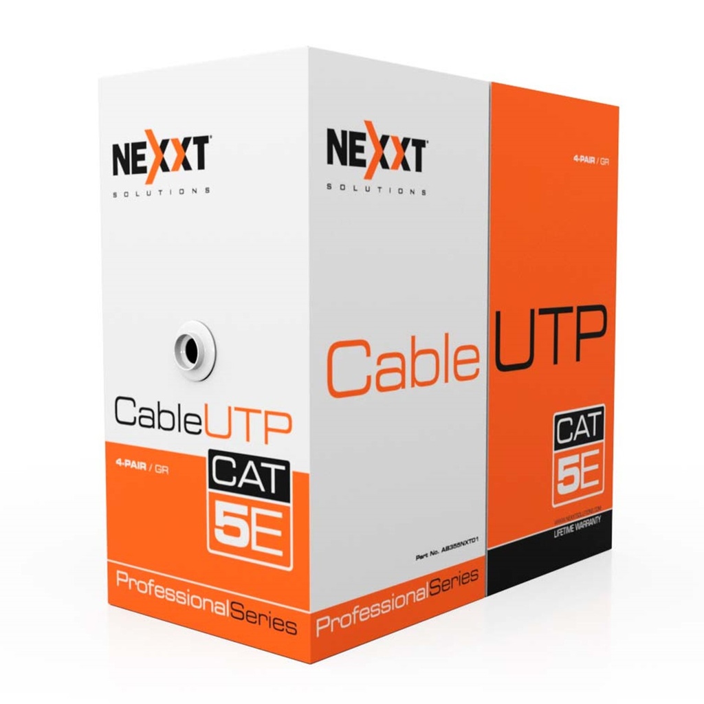 [AB355NXT21] Nexxt - Cable UTP CAT5e (Categoria 5e) 100% Cobre 24AWG CM Interior (Gris) [100m/328ft]