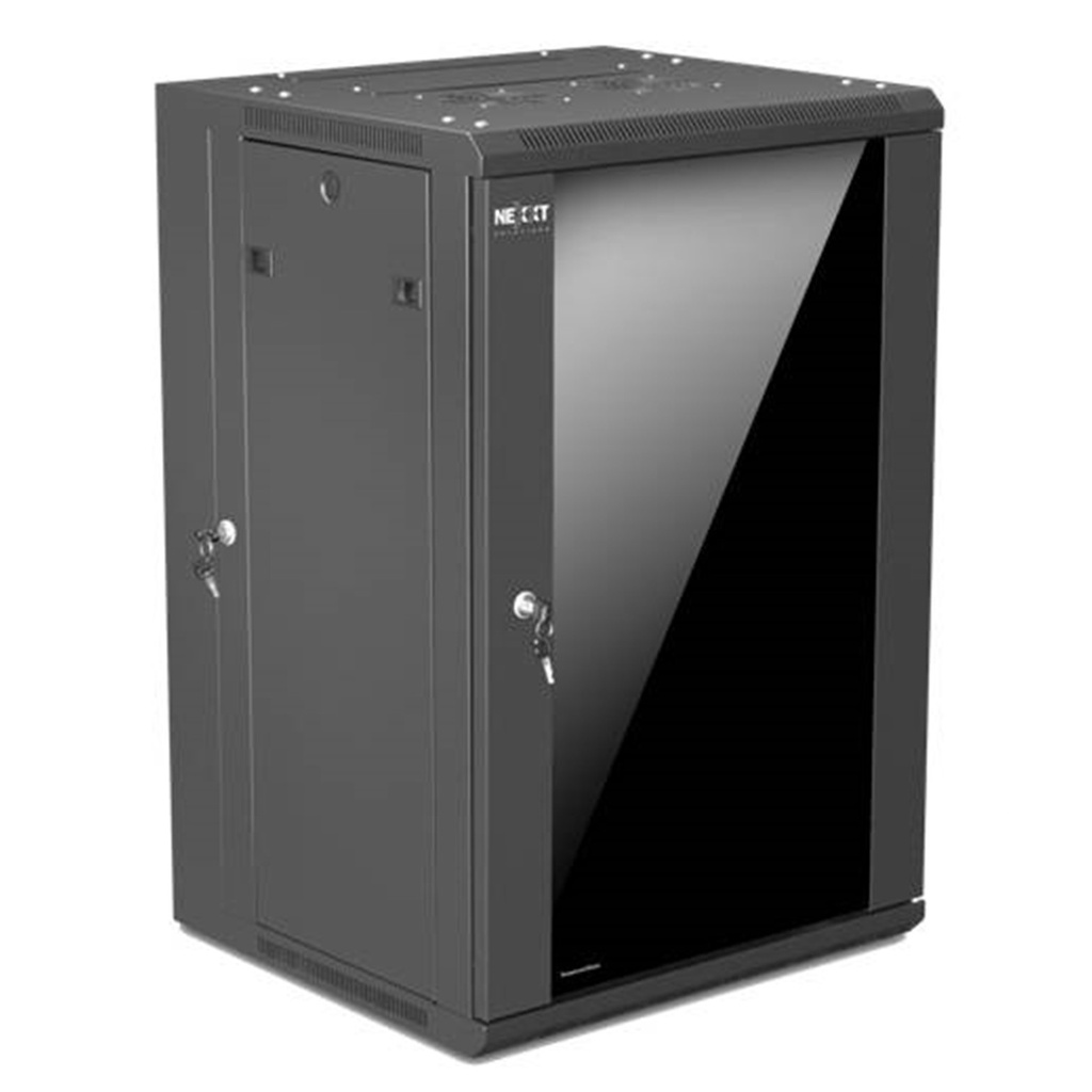 [AW222NXT05] Nexxt - Rack de Pared [18U] Cerrado Abatible con Puerta de Vidrio 600x550mm [Negro]