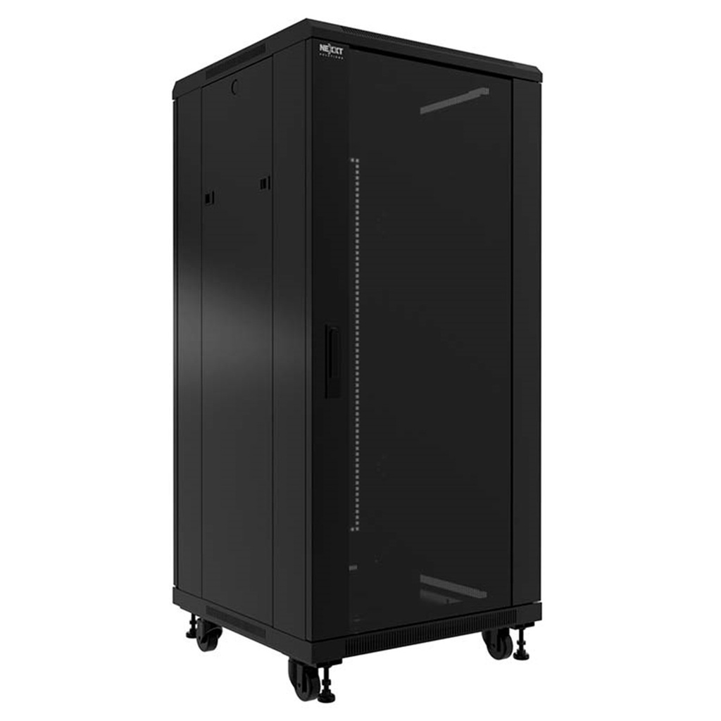 [AW222NXT11] Nexxt - Rack de Piso [27U] Cerrado con Puerta Frontal de Vidrio y Trasera de Malla 600x600mm [Negro]