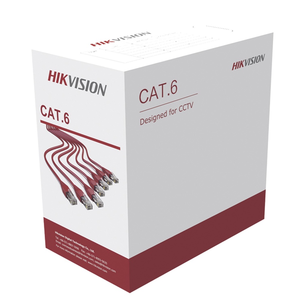 [DS-1LN6U-G] Hikvision - Cable UTP CAT6 (Categoria 6) 100% Cobre Interior (Gris) [Caja 305 Metros]