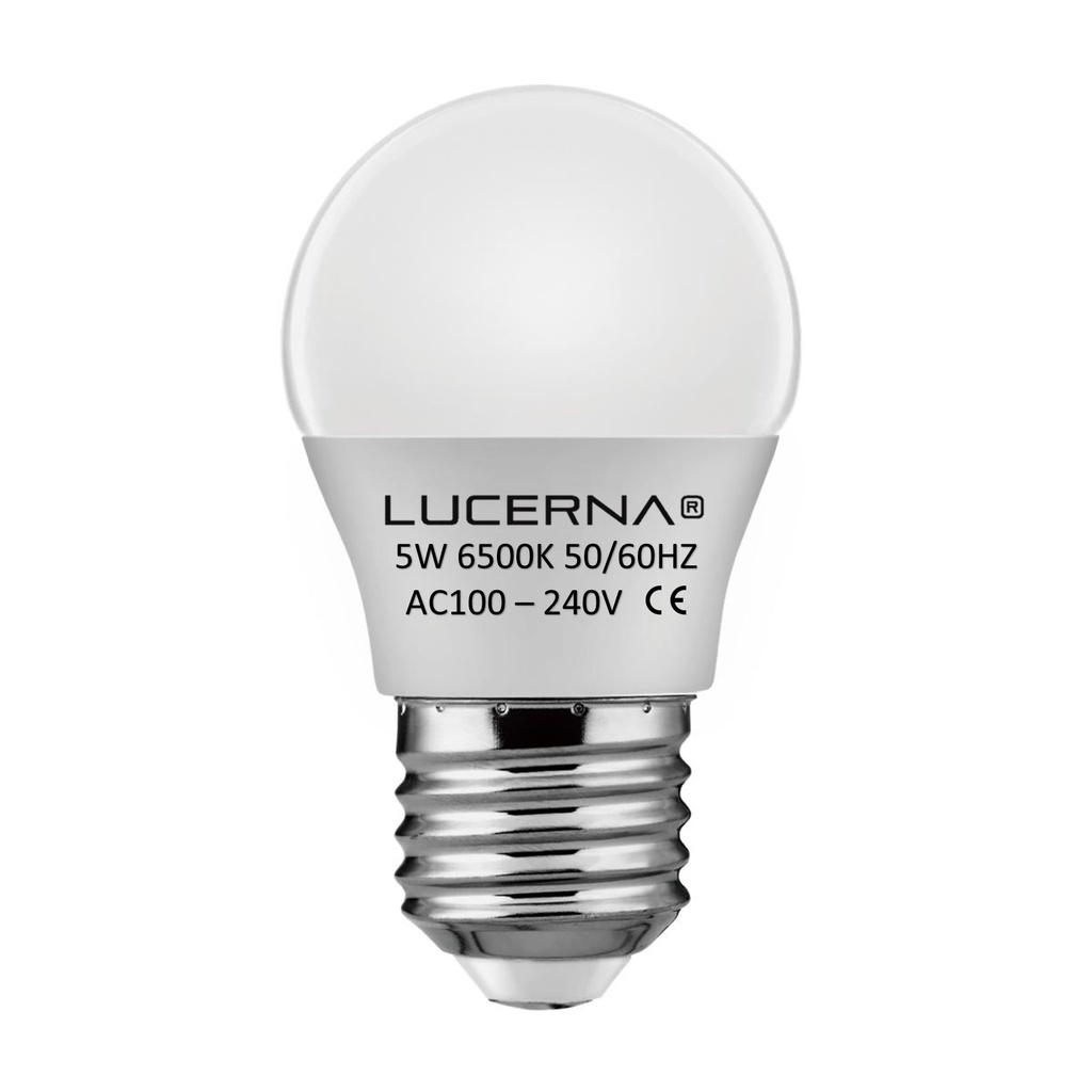 [5W-B-E27-6.5K] Lucerna - BombilloLED Bulbo 5W 6500K Luz Fria 450lm Rosca E27 G45