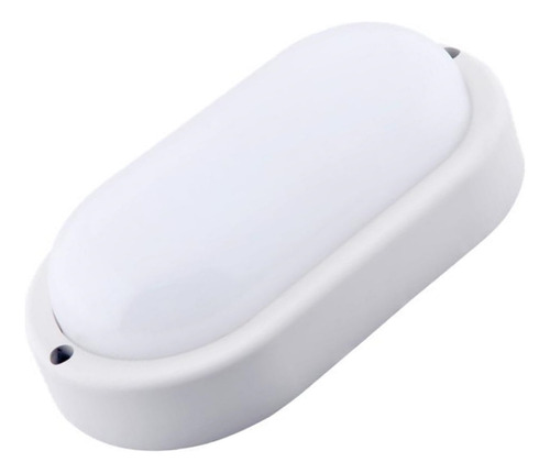 [VP8-OVAL-3K] Lucerna - Lampara Vapoleta Ovalada LED 8W 3000K Luz Calida IP54 Interiores/Exteriores Borde Blanco 640lm