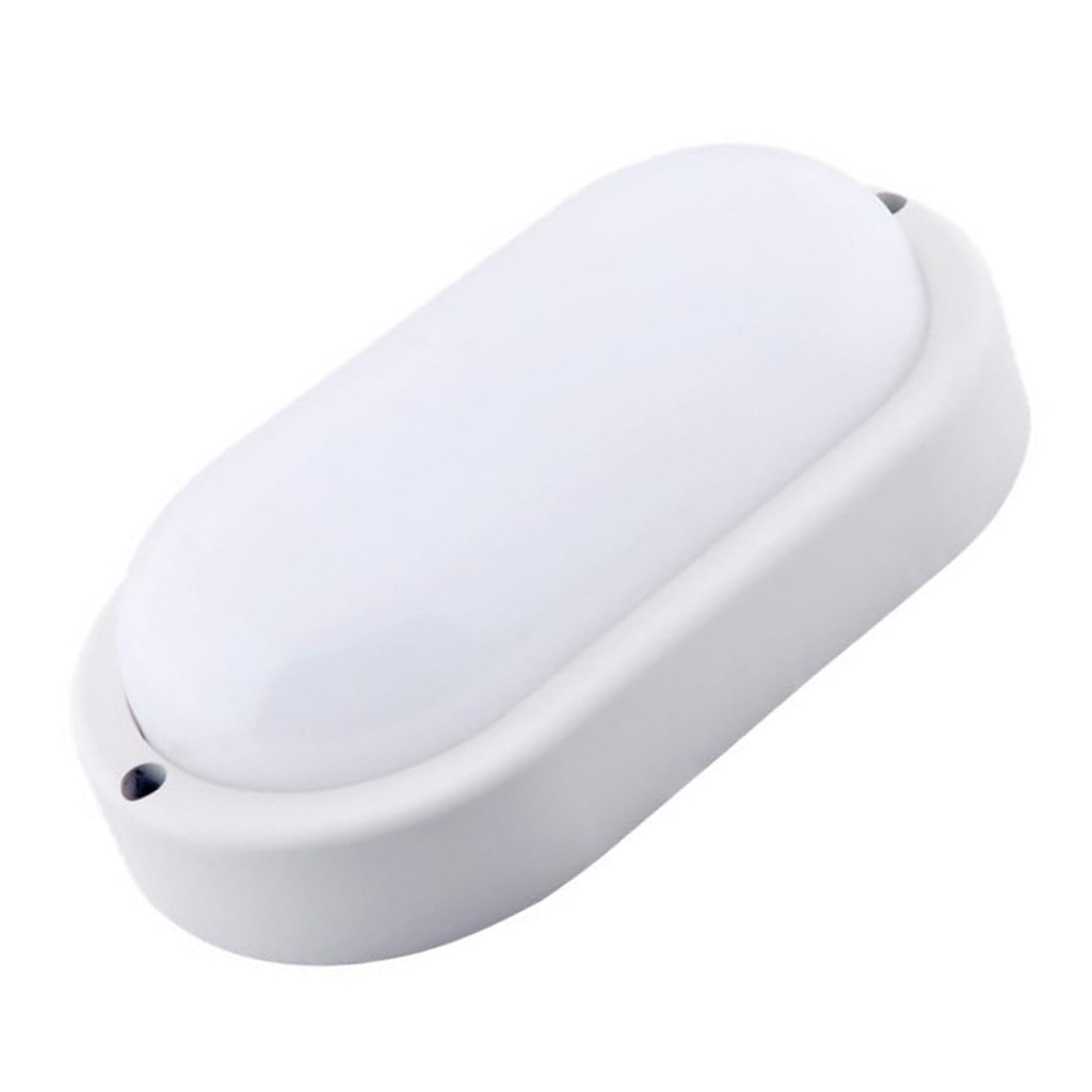 [VP12-OVAL-3K] Lucerna - Lampara Vapoleta Ovalada LED 12W 3000K Luz Calida IP54 Interiores/Exteriores Borde Blanco 960lm