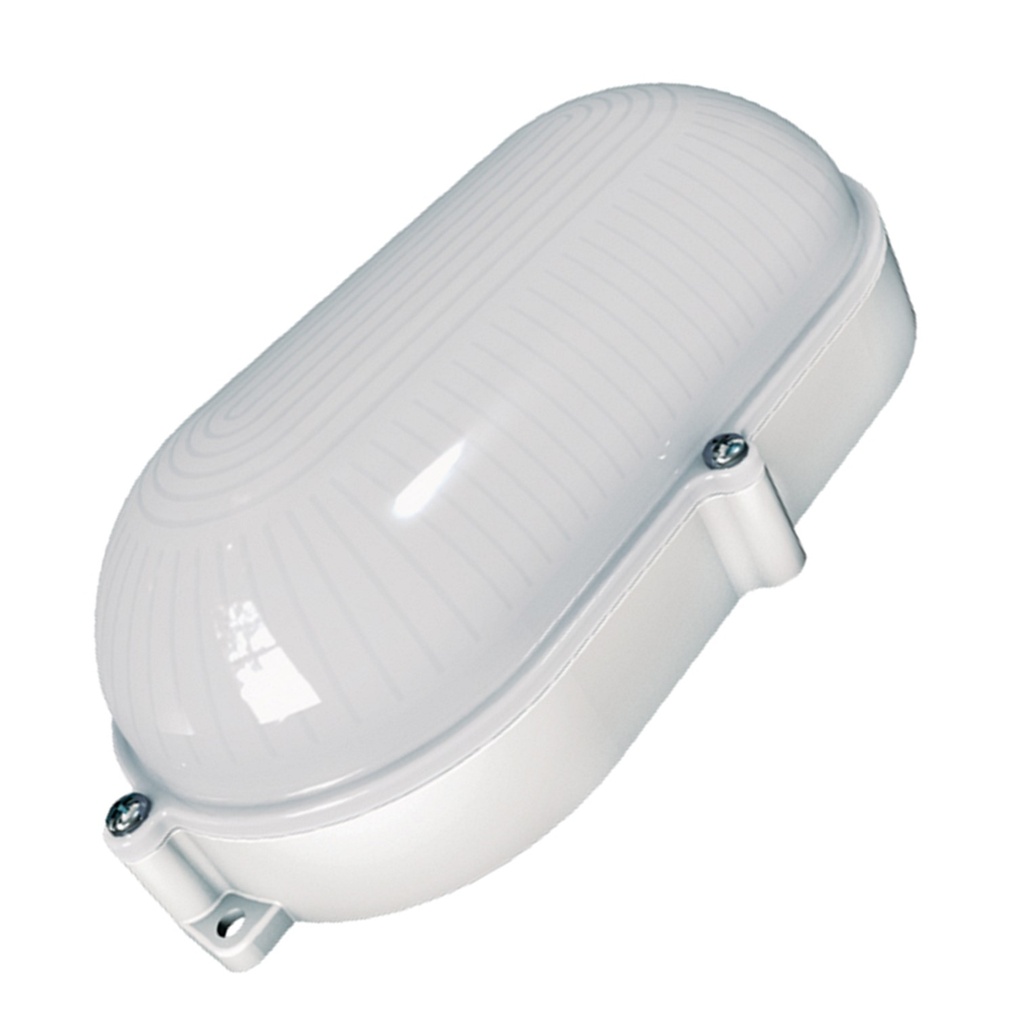[V90-IP65-6.5K] Lucerna - Lampara Vapoleta Ovalada Hermetica LED 9W 6500K Luz Fria IP65 Exteriores Borde Blanco 810lm