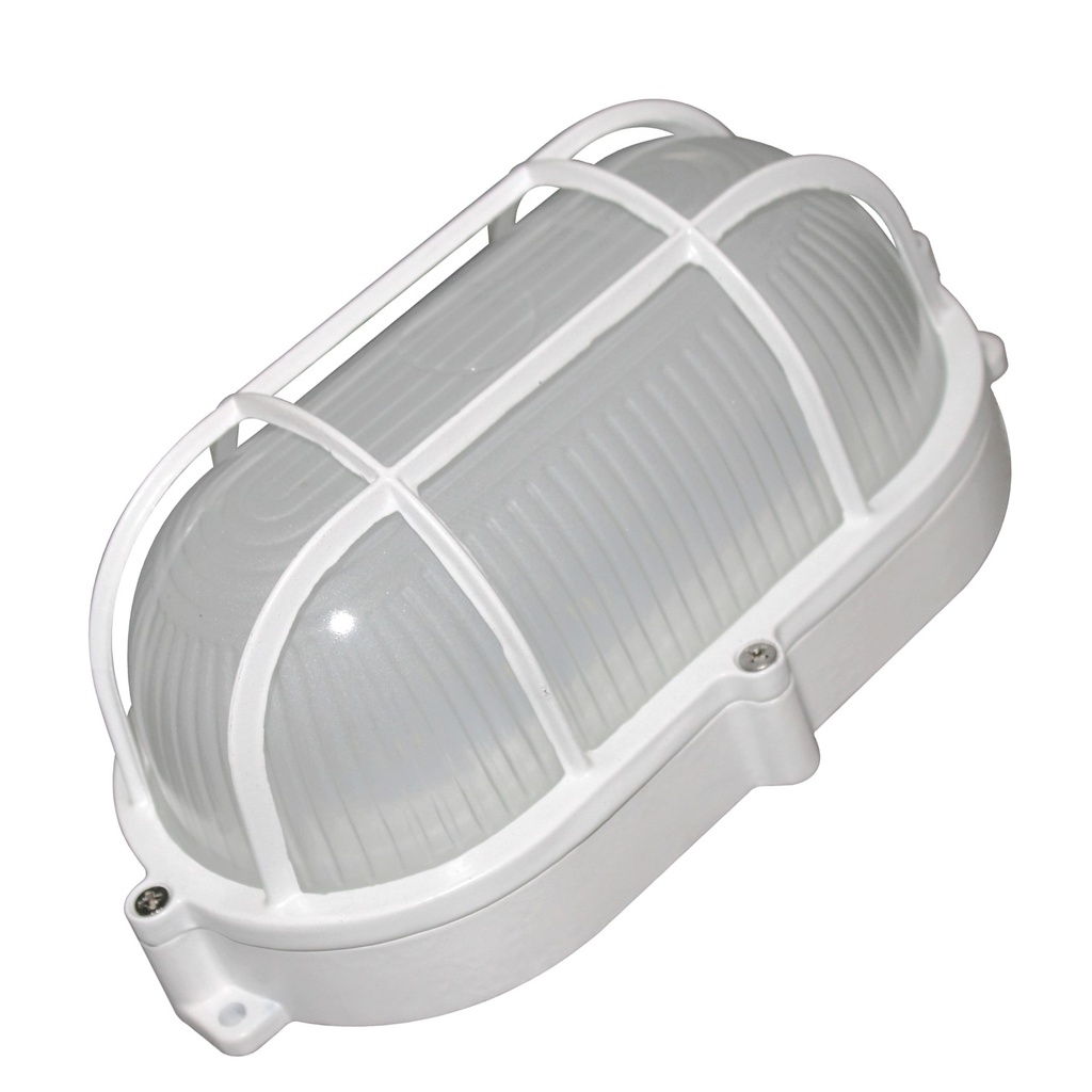 [V90-RB-6.5K] Lucerna - Lampara Vapoleta Ovalada Hermetica LED 9W 6500K Luz Fria IP65 Exteriores Borde Blanco 810lm