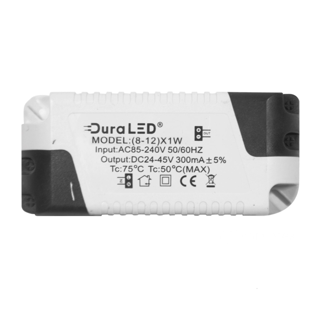 [CON-12W-C] DuraLED - Driver Controlador 8/12W Multivoltaje Conector Cuadrado