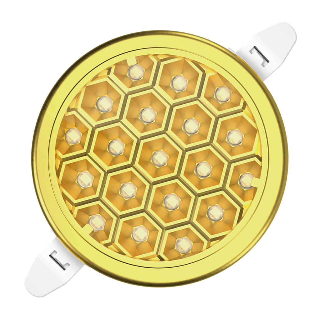 [DL-029-AG] DuraLED - Lampara Panel LED 18W 6500K Luz Fria Tipo Colmena Redonda Empotrar Borde Dorado
