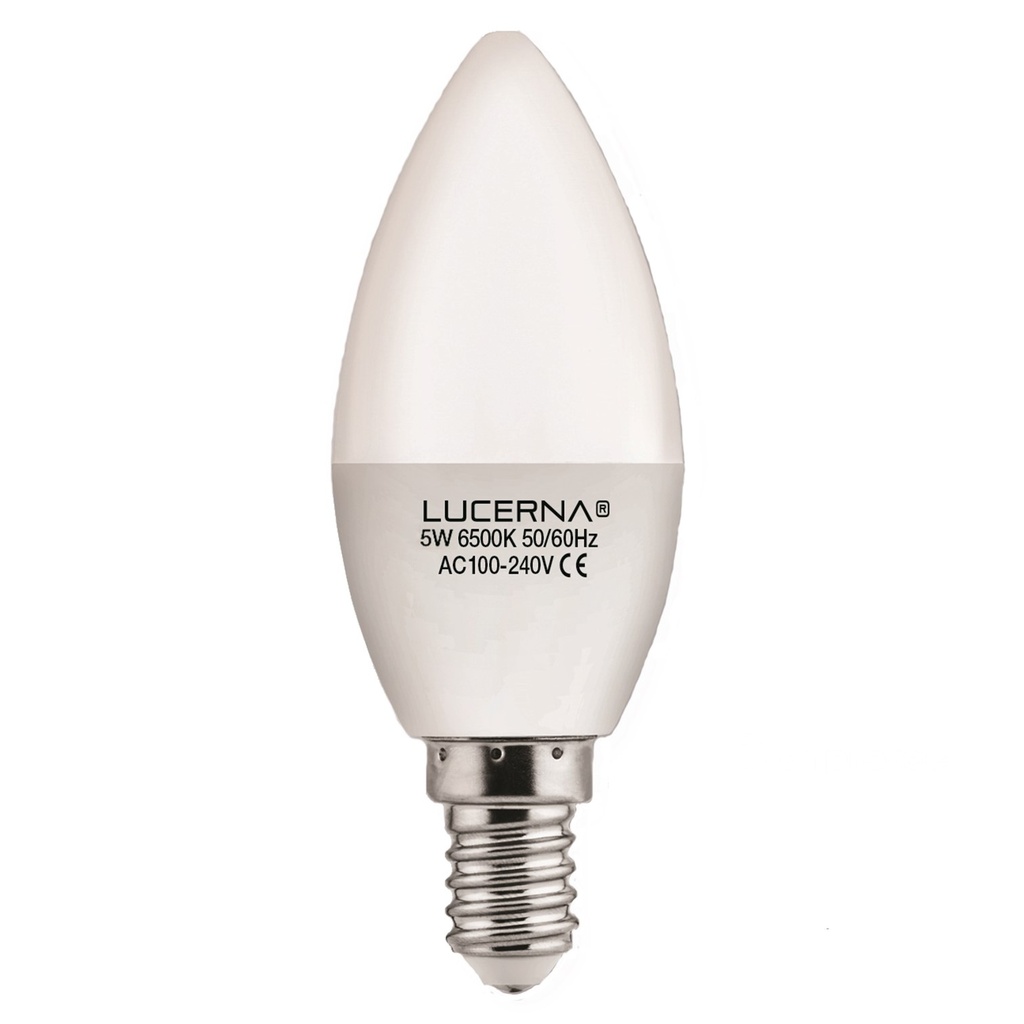 [5W-V-E14-6.5K] Lucerna - Bombillo LED Vela 5W 6500K Luz Fria 640lm Rosca E14