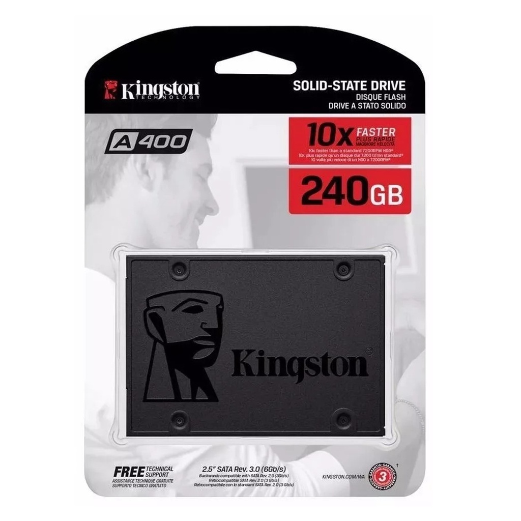 [SA400S37/240G] Kingston - Disco de Estado Solido SSD A400 240Gb SATA III 500 MB/s 2.5"