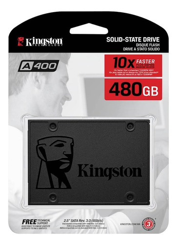 [SA400S37/480G] Kingston - Disco de Estado Solido SSD A400 480Gb SATA III 500 MB/s 2.5"