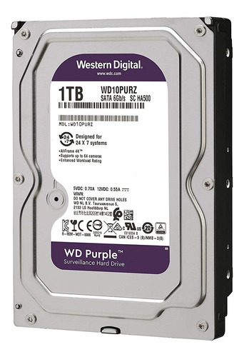 [WD10PURZ] Western Digital - Disco Duro Purple SATA III 1Tb 5400 rpm Cache 64Mb 3.5" Videovigilancia
