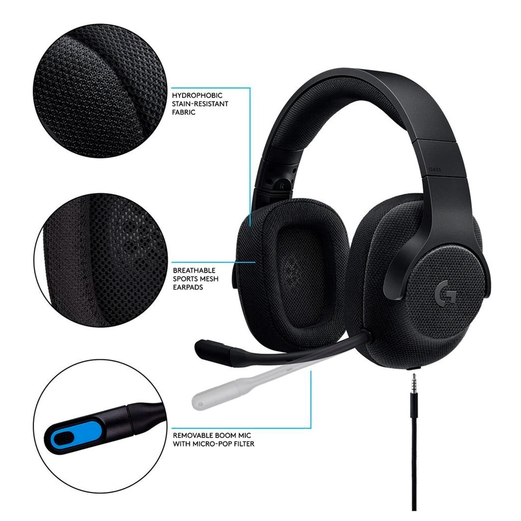 [G433] Logitech - Audifonos con Micrófono con Sonido Envolvente 7.1 Gaming 981-000668