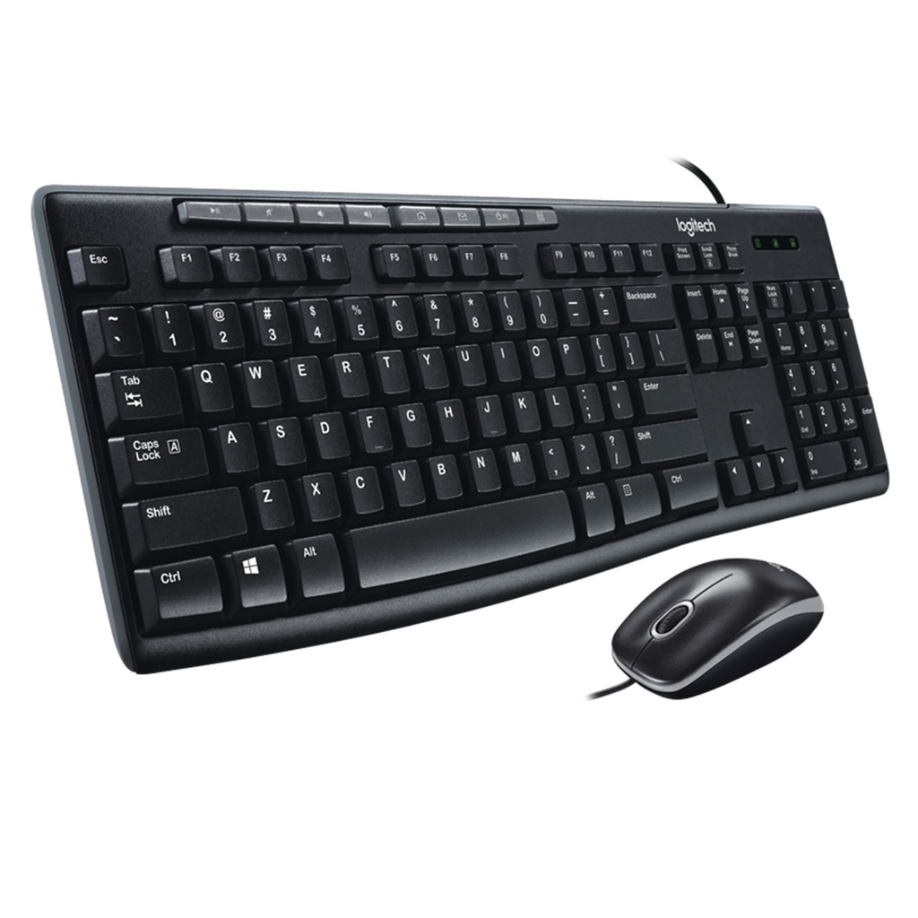 [MK200-BLACK] Logitech - Combo Teclado y Mouse Alambrico USB [Español] [Negro]