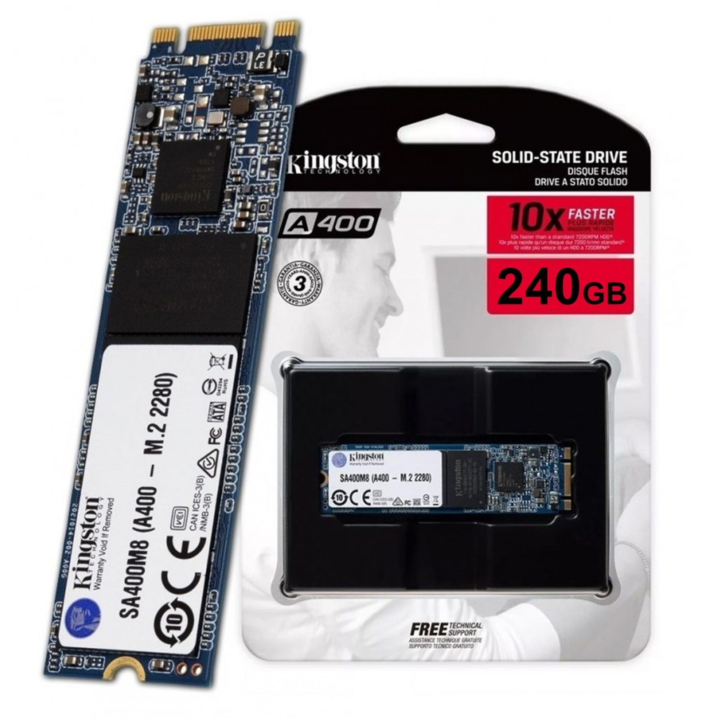 [SA400M8/240G] Kingston - Disco de Estado Solido SSD A400 240Gb SATA III 500 MB/s M.2 2280