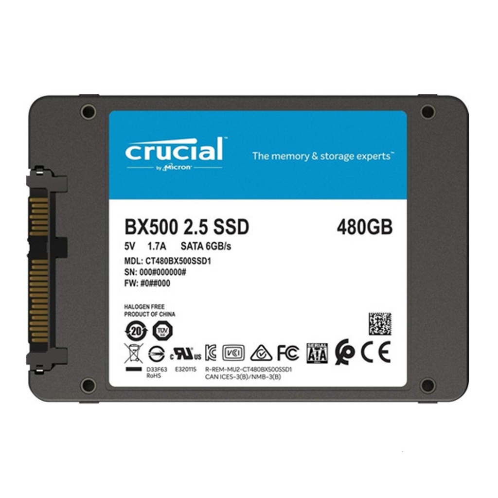 [CT480BX500SSD1] Crucial - Disco de Estado Solido SSD 480Gb 2.5" BX500