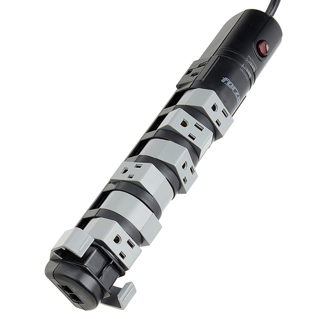 [RSO-08T] Forza - Regleta Protector de Voltaje 120V 1800W 8 x NEMA 5-15R Giratorias