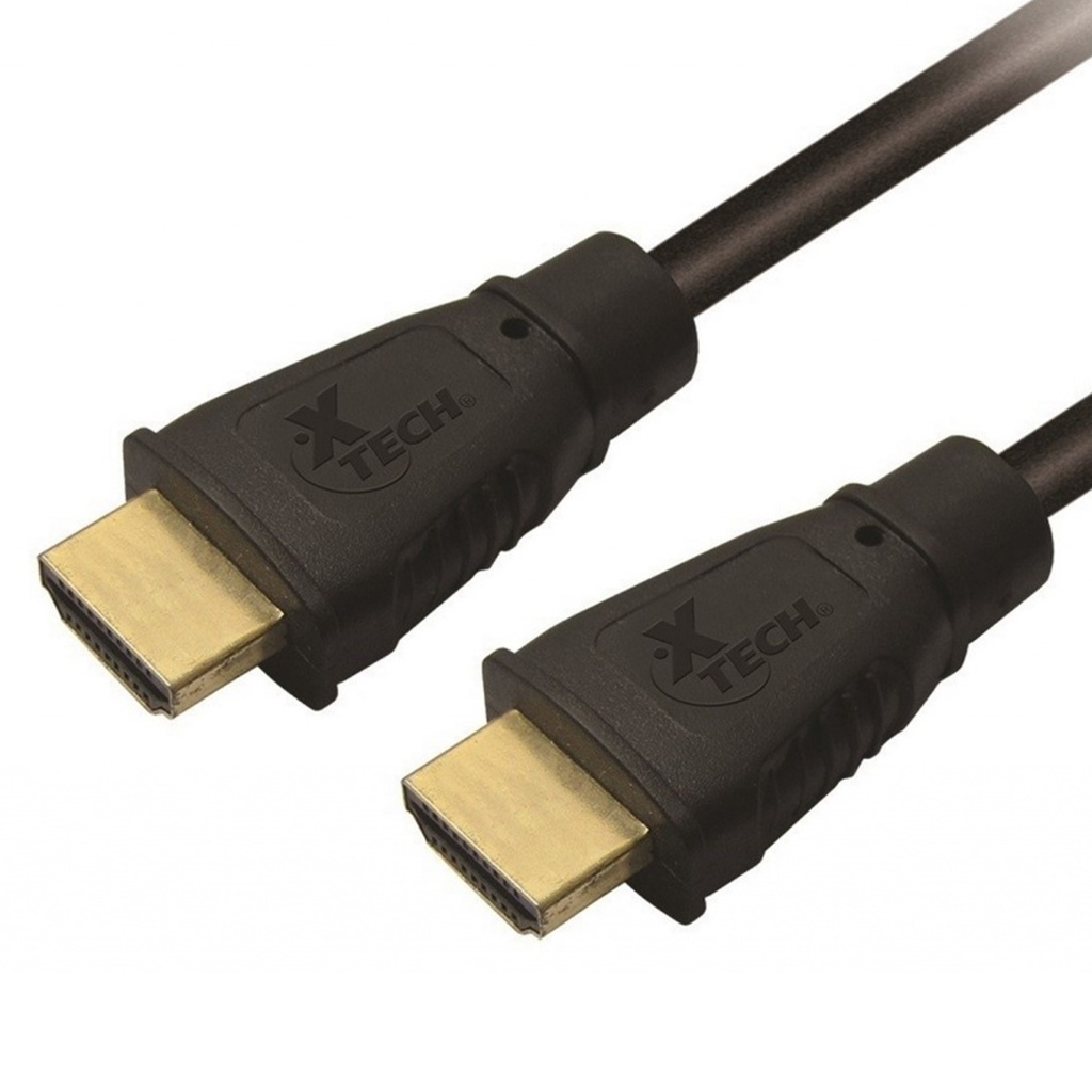 [XTC370] Xtech - Cable HDMI Macho Doble HD Goma Negro Admite hasta 3840x2160p [7.6 Metros]