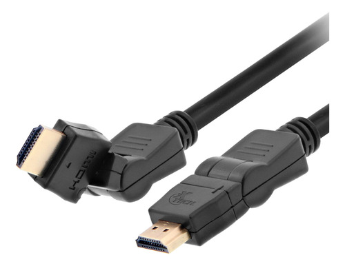 [XTC606] Xtech - Cable HDMI Giratorio Macho Doble HD Goma Negro Admite hasta 3840x2160p [1.8 Metros]