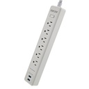 [FSP-612USBW] Forza - Regleta Protector de Voltaje 1680W [6] x NEMA 5-15R Enchufe Plano 120V/240V