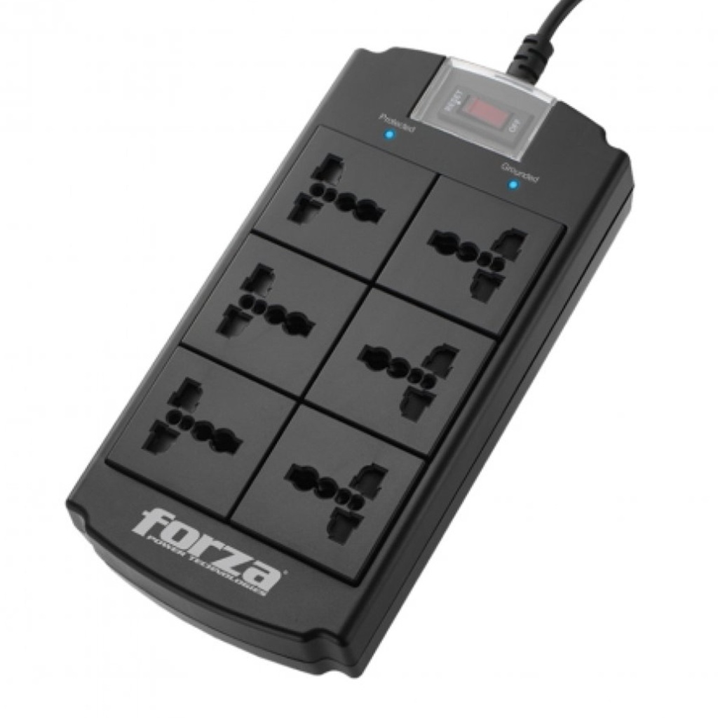 [FSP-06MN] Forza - Regleta Protector de Voltaje 110V/220V 1800W 6 x NEMA 5-15R
