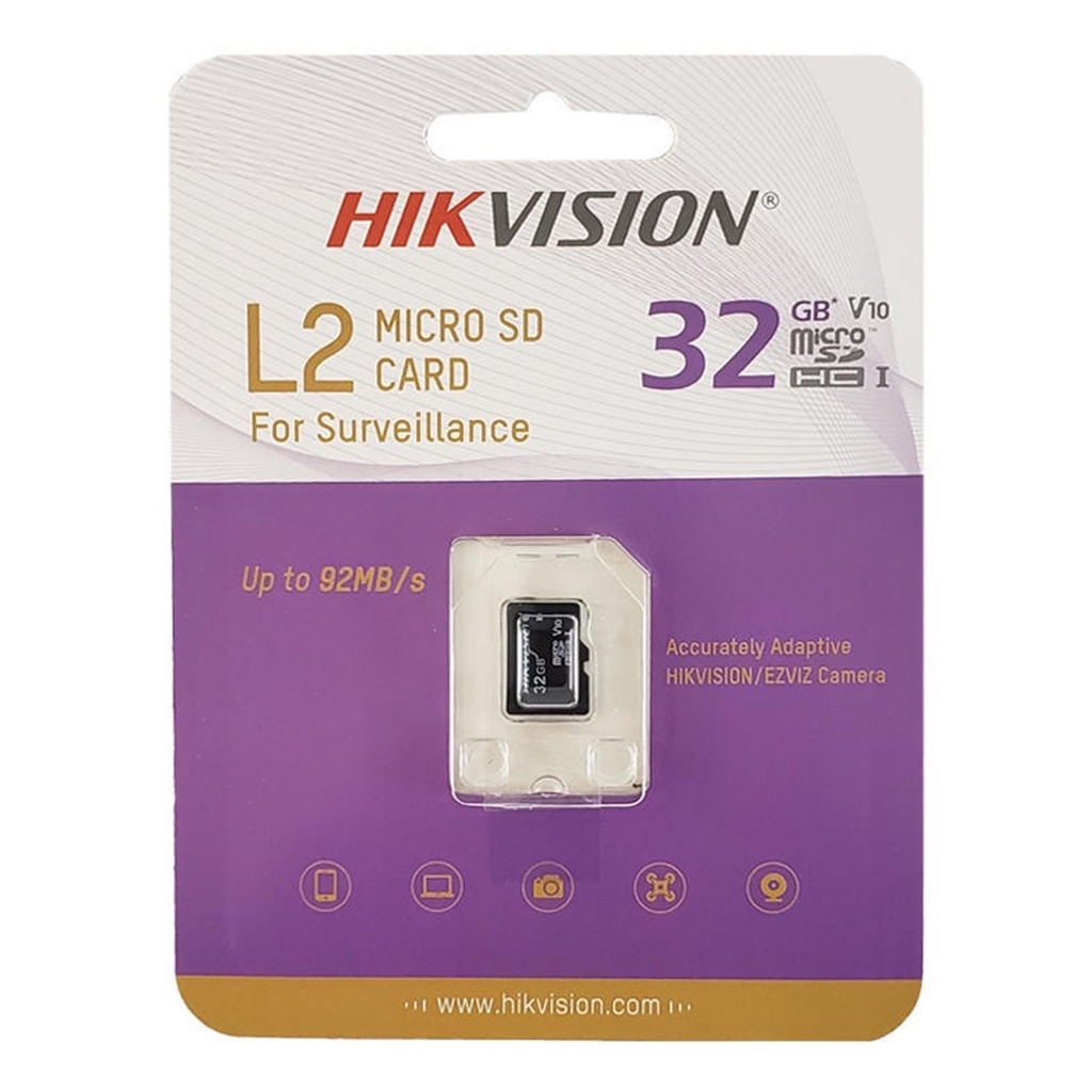 [HS-TF-L2/32G] Hikvision - Memoria Micro SDHC para Videovigilancia 32GB 92MB/s Clase 10 Hikstorage