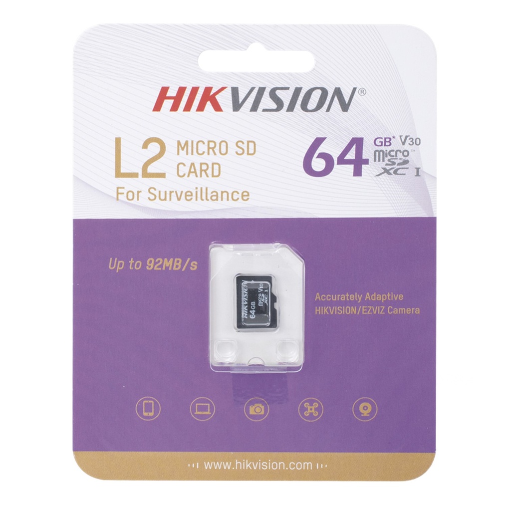 [HS-TF-L2/64G] Hikvision - Memoria Micro SDHC para Videovigilancia 64GB 92MB/s Clase 10 Hikstorage